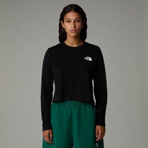 The North Face Cropped Long-Sleeve Simple Dome T-shirt Dam Svarta | NF0A35Z3M