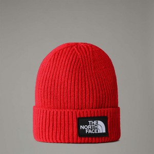 The North Face Logo Box Cuffed Mössa Dam Röda | NF0A19R7S