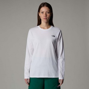 The North Face Long-Sleeve Simple Dome T-shirt Dam Vita | NF0A76X4A