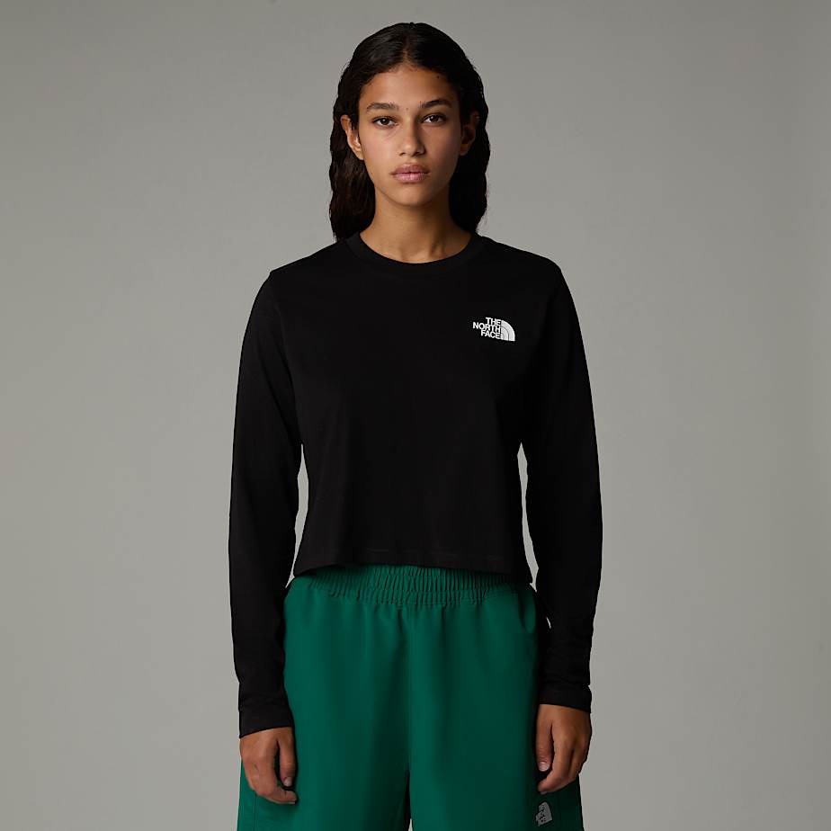 The North Face Cropped Long-Sleeve Simple Dome T-shirt Dam Svarta | NF0A35Z3M